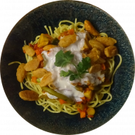 'Asia Dragon-Bowl' mit Sojaschnetzel, knackigem Gemüse und Cashew-Dressing (3,18,74,81)