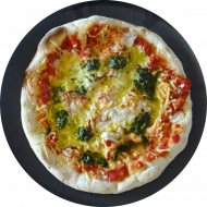 Sie können aus 6 verschiedenen Pizzavariationen wählen. Heutige Tagesempfehlung: Pizza 'V-argherita' mit Tomaten, Reiberei und Basilikum (1,81)