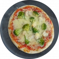 Sie können aus 6 verschiedenen Pizzavariationen wählen. Heutige Tagesempfehlung: Pizza Rotterdam mit Hähnchenbrust, Broccoli, Hollandaise und Gouda überbacken (8,15,19,54,81)
