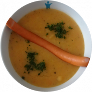 Sächsische Kartoffelsuppe mit Gemüse (3,21) dazu Wiener Würstchen mit Senf (1,2,3,8,22,46) und Natursauerteigbrot (81,82)
