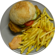 Sie können aus 6 verschiedenen Burgervariationen wählen. Heutige Tagesempfehlung: 'Händlmaier Art' gabackenes Big Rib Hacksteak in Senf Marinade mit Cheddar (1,15,19,22,23,48,81) dazu als Menüoption Pommes und House-Dip (9,22)