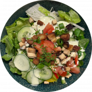 Täglich abwechslungsreiches buntes Salatbuffet mit verschiedene Toppings