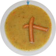 Kartoffelsuppe 'Sächsische Art' mit/ohne Wiener Würstchen (1,2,3,8,21,46) und Roggenmischbrot (81,82)