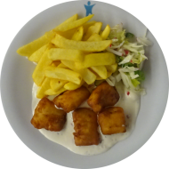 Fish 'n' Chips mit würziger Remouladesoße (8,9,15,16,19,81)