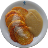 6 Stück Kartoffelpuffer mit Zucker und Apfelmus (3)
