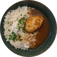 'Pollo con Mango' - Hähnchenbrust in Mango-Marinade (2,18,49,81) dazu Basmatireis 