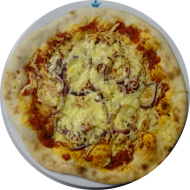 Sie können aus 6 verschiedenen Pizzavariationen auswählen. Heutige Tagesempfehlung: Pizza 'Pollo BBQ' mit gezupfter Hähnchenbrust, BBQ-Sauce und roten Zwiebeln überbacken (19,21,81)