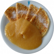 Eierkuchen mit Zucker und Apfelmus (3,15,19,81)