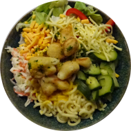 'Mac and Cheese' Bowl mit Blumenkohlnuggets dazu Coleslaw-Salat (1,2,3,15,19,22,81)