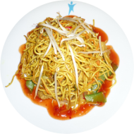 Chinesische Bratnudeln mit Chinagemüse, Mungo-Sprossen, Ei und Röstzwiebeln (2,15,18,49,81)