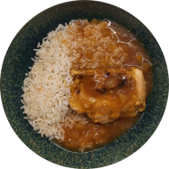 Pollo con Mango - Hähnchenbrust in Mango-Marinade (2,18,49,81) dazu Jasminreis