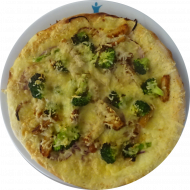 Sie können aus 6 verschiedenen Pizzavariationen wählen. Heutige Tagesempfehlung: Pizza 'Wien' mit Schnitzelstreifen, Brokkoli, Sauce Hollandaise und geriebenem Gouda (8,15,19,81)