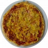 Sie können aus 5 verschiedenen Pizzavariationen wählen. Heutige Tagesempfehlung: Pizza 'Hawaii' mit Schinken, Ananas und Käse (2,3,19,21,81)